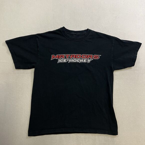 VINTAGE CSUN Hockey T-Shirt Mens Medium Black Northridge Matadors Cal State Tee - Picture 1 of 8